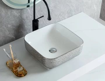 بالجملة أحواض فضية بيضاء، أحواض فاخرة فوق الطاولة