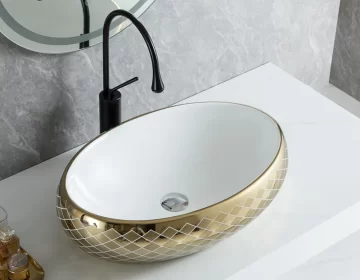 ひし形パターン 2 の卸し売り金の陶磁器の洗面器