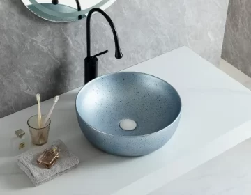 Fregaderos De Baño Azul Mate Al Por Mayor, Fregaderos De Cerámica-6