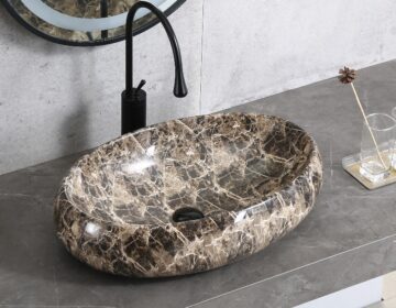 ヨーロッパスタイルのカスタム洗面台、大理石パターン卸売シンク-5