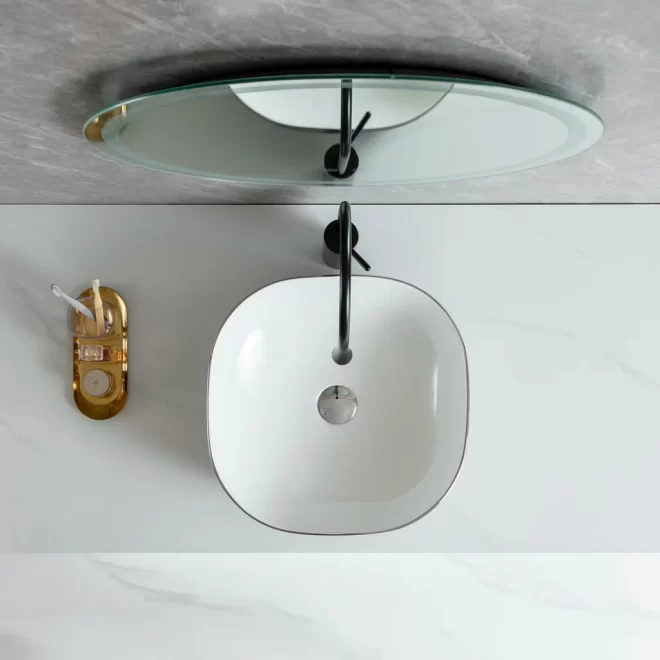 Silver Brushed Wholesale Ceramic Sink, Counter Vessel Sinks-4