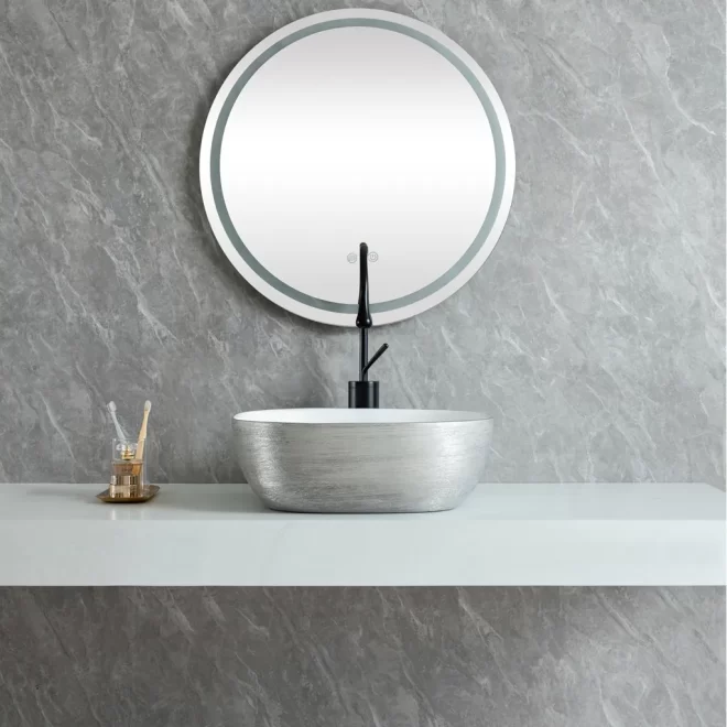 Silver Brushed Wholesale Ceramic Sink, Counter Vessel Sinks-3