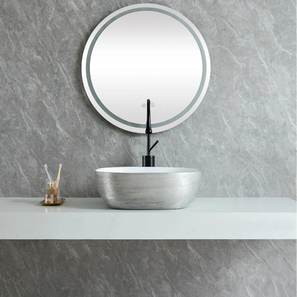Silver Brushed Wholesale Ceramic Sink, Counter Vessel Sinks-3