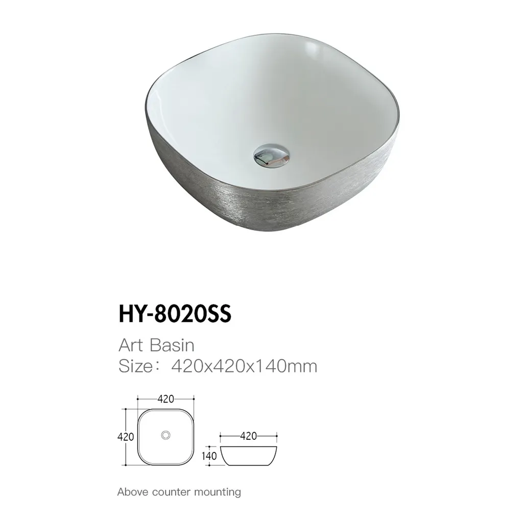 Silver Brushed Wholesale Ceramic Sink, Counter Vessel Sinks-1