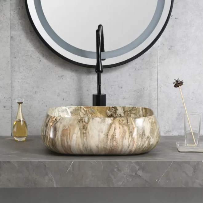 Elegant Wholesale Porcelain Basin, Faux Marble Bathroom Sinks-2