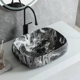 Lavabos de Cerámica de Lujo con Aspecto de Mármol al por Mayor para Baño
