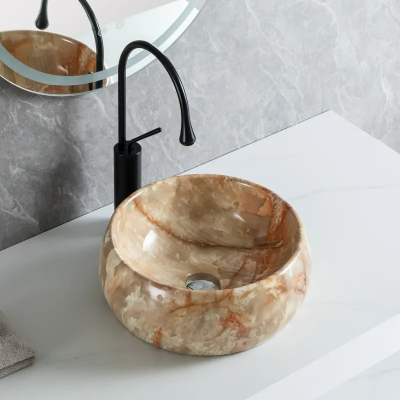 Modern Round Wholesale Ceramic Sink Bowl With Marble Color-1