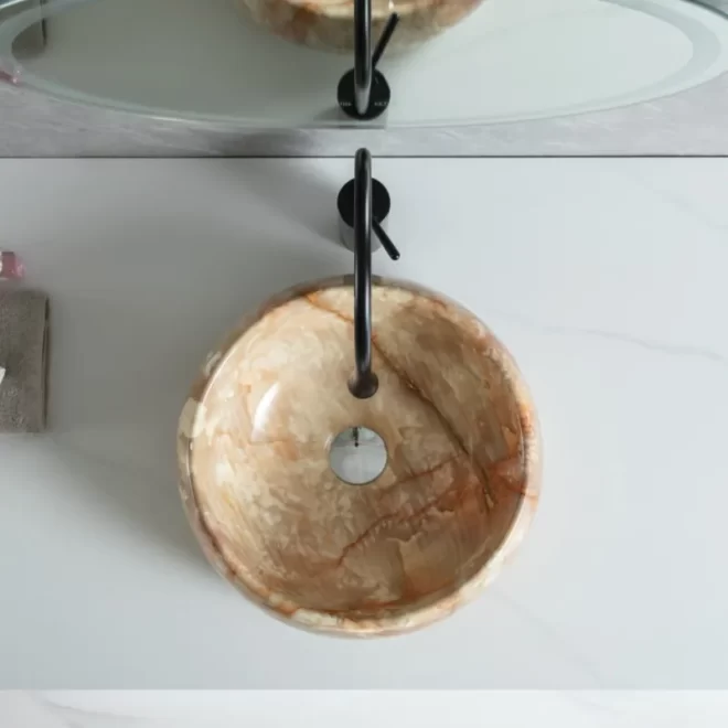 Modern Round Wholesale Ceramic Sink Bowl With Marble Color-4