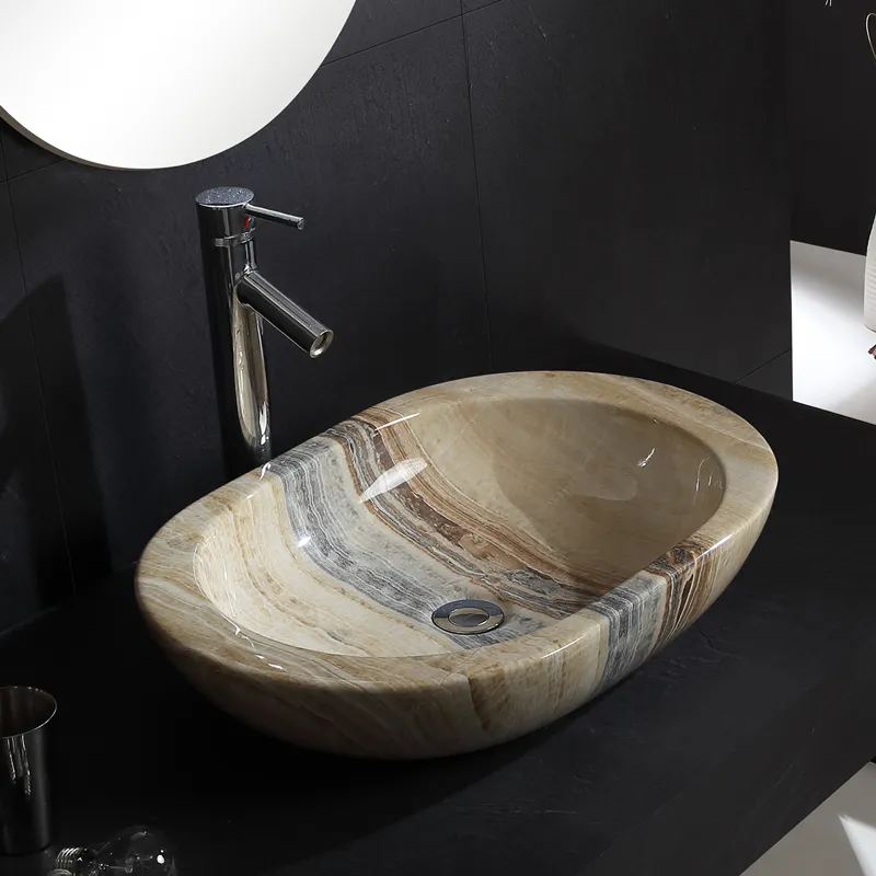 Bancadas de lavatório de casa de banho personalizadas com aspeto de mármore Venda por grosso-4
