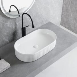 White Oval Ceramic Bathroom Countertops Custom, Hotel Wash Basin wholesale