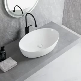 Simple Bespoke Wash Basins, White Ceramic Rectangular Above Counter Basin Wholesale