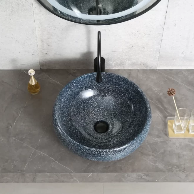 Wholesale Fancy Wash Basin, Modern Dark Round Bathroom Sink-4