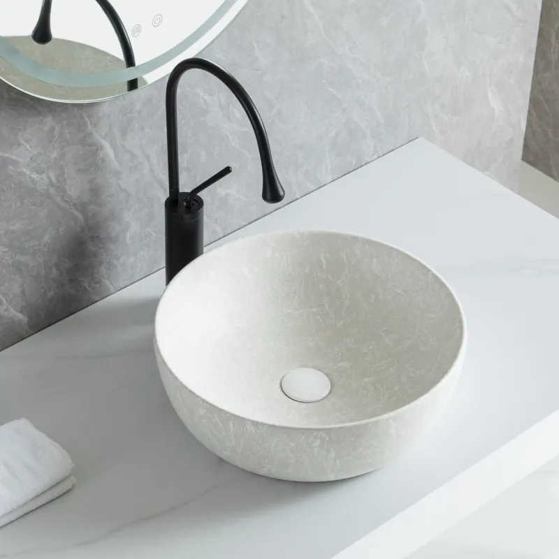 Hot Top Mount Bathroom Basin Wholesale With Elegant Pattern-5