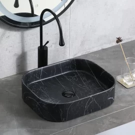 Marble Effect Black Countertop Basin Wholesale, Ceramic Washbasin Supply
