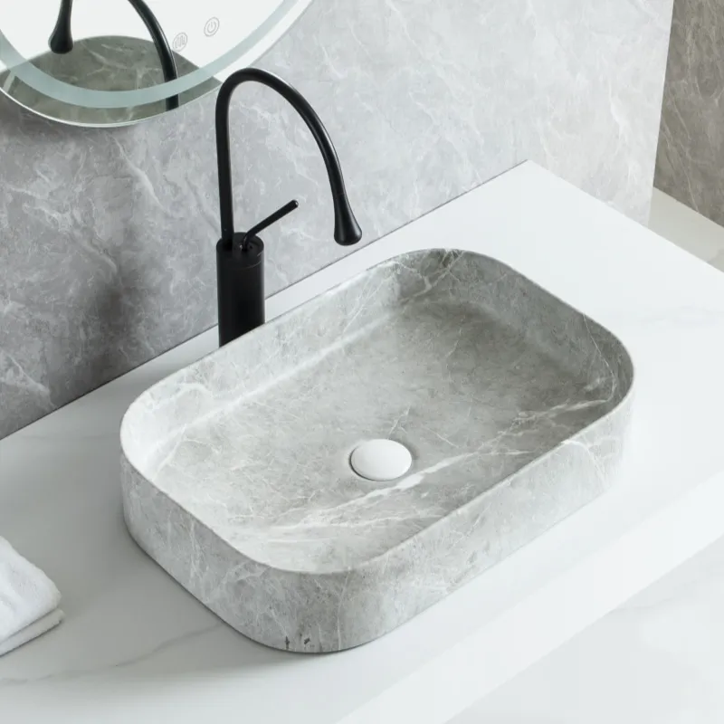 Marble-Look Ceramic Wholesale Color Sink With Matte Finish-1