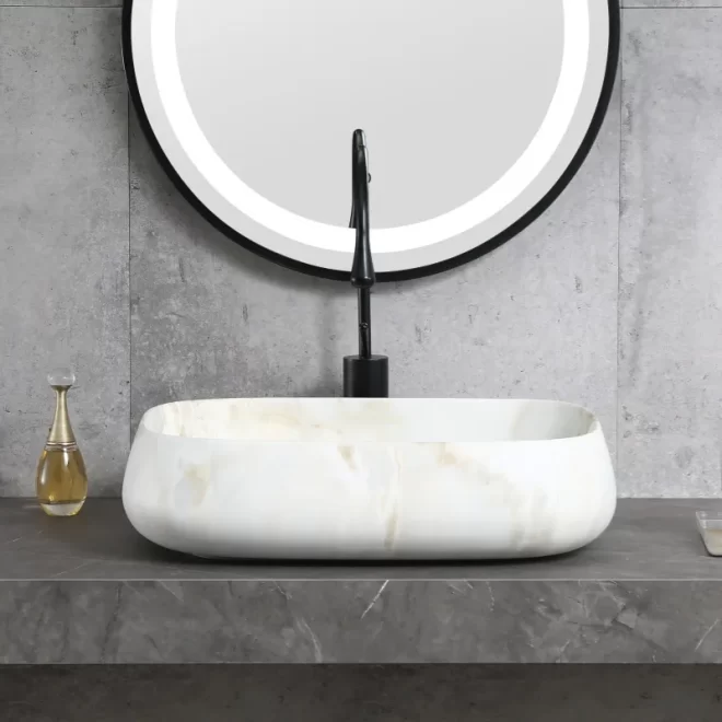 New Style Wholesale Art Basin For Vanity With Marble Pattern-5
