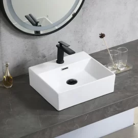 Custom Square Ceramic Bathroom Sink, Countertop Hand Wash Basin Wholesale