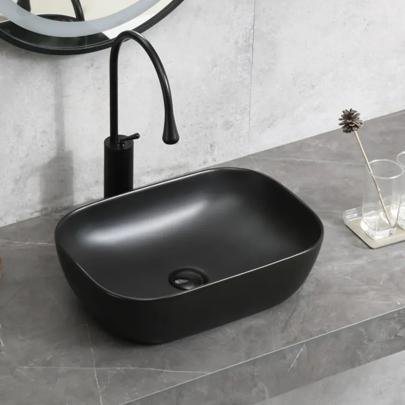 bath sink countertop，matte black sink，sink on top of counter