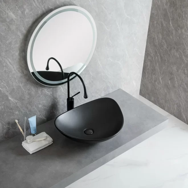 Wholesale Porcelain Lavatory Sinks, Luxury Matte Black Basin-3