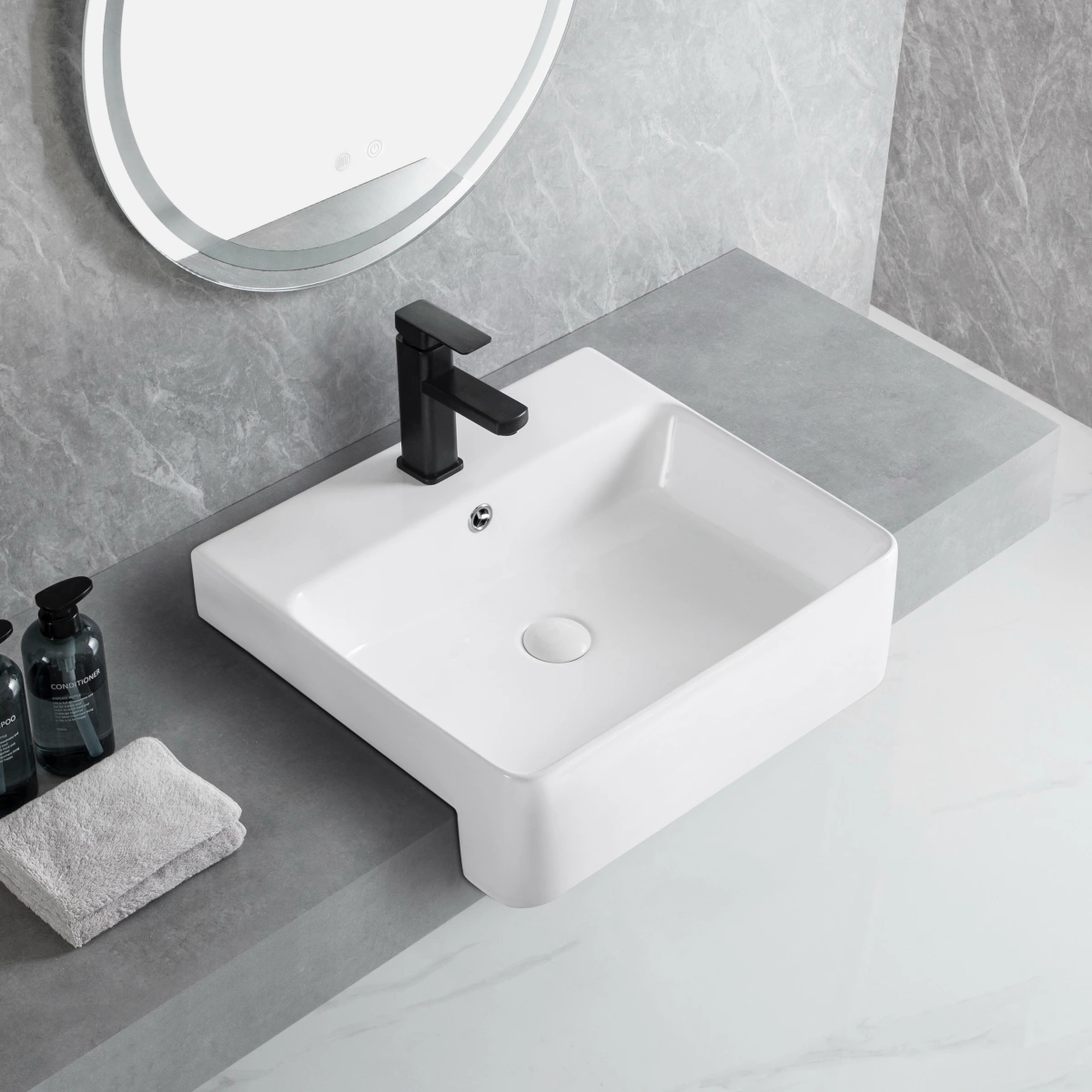 HanYu ceramic bathroom sink manufacturer, wholesale semi recessed wash basins