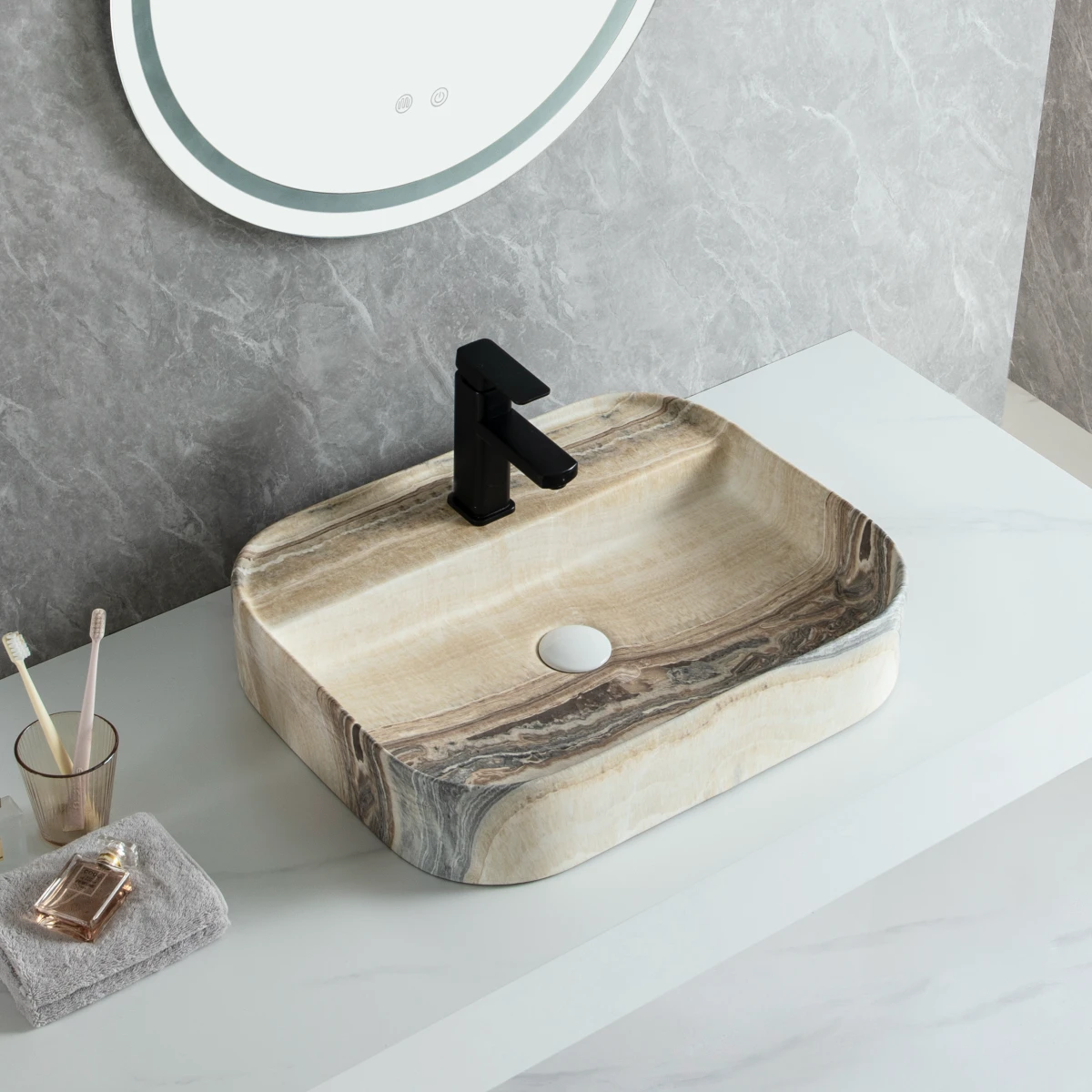 HanYu ceramic bathroom sink manufacturer, wholesale water transfer printing marble basins