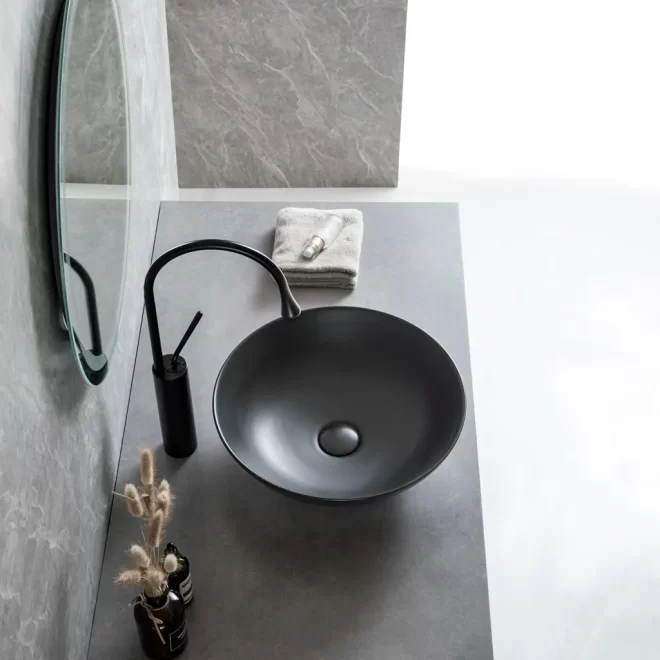 Wholesale Black Lavatory Sink, Matte Color Round Vanity Sink-2