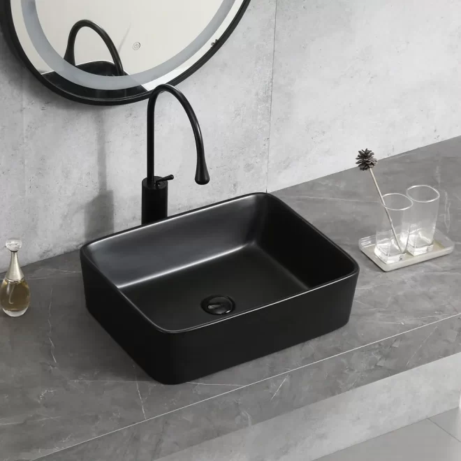 Matte Black Wholesale Lavatory Sink, Above Counter Art Basin-4