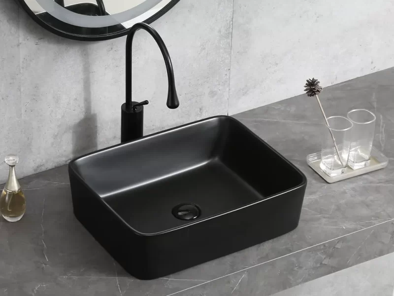 Matte Black Wholesale Lavatory Sink, Above Counter Art Basin-4
