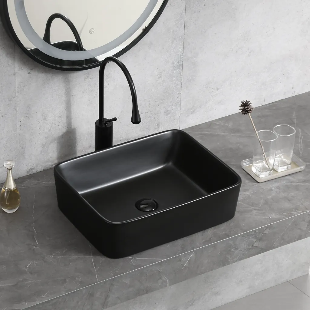 Matte Black Wholesale Lavatory Sink, Above Counter Art Basin-4