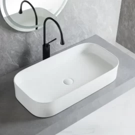 長方形のカウンタートップの洗面器卸売、現代のカスタムセラミック浴室シンク