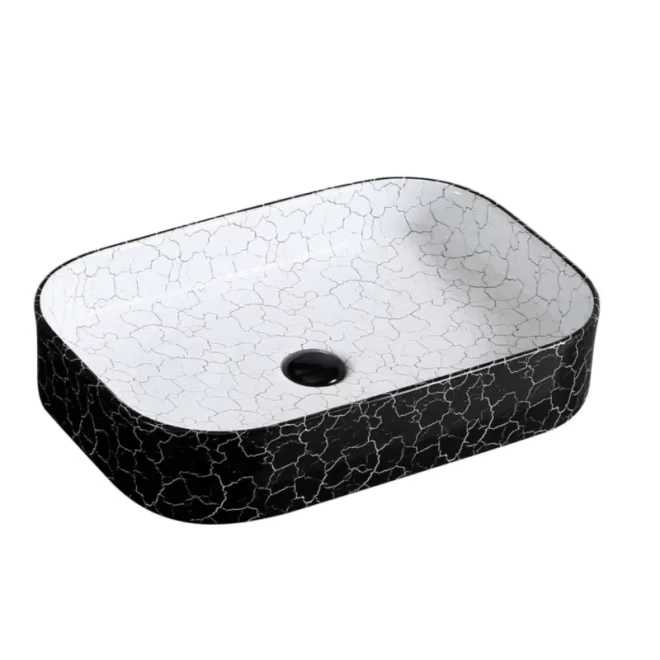 Wholesale Countertop Basins with Black+White Crackle Pattern-6