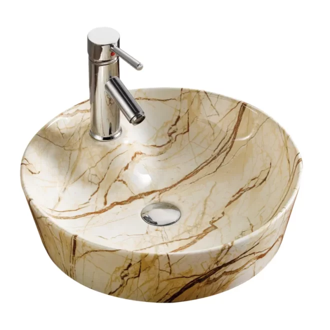 Wholesale Bathroom Vessel Sink, Marble-Effect Ceramic Basins-2