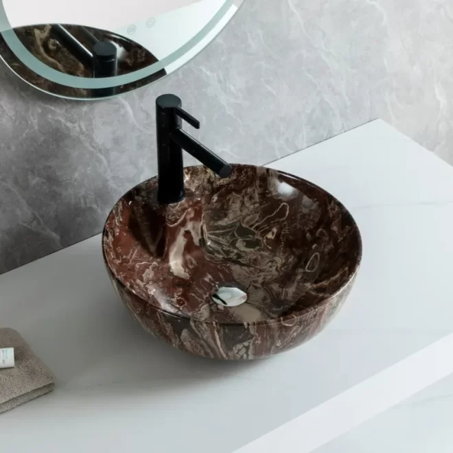 Wholesale Washroom Sink, Luxury Marble-Look Bathroom Sinks-6