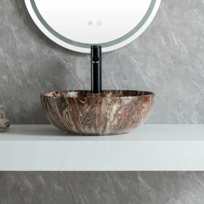 Wholesale Washroom Sink, Luxury Marble-Look Bathroom Sinks-5