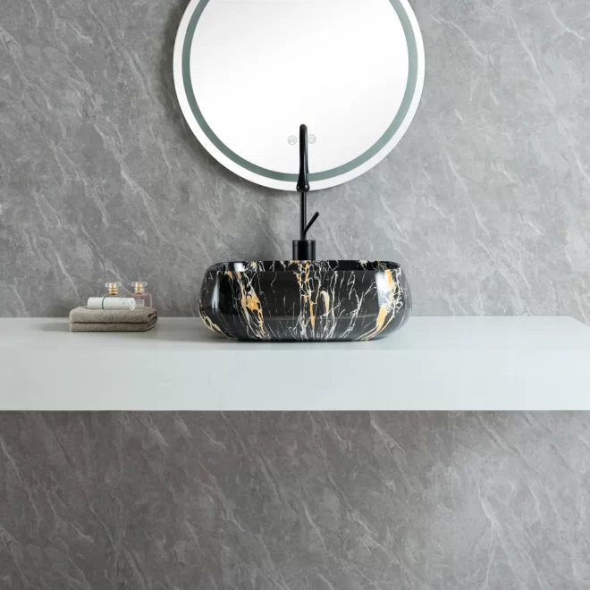 Wholesale Countertop Sink, Luxury Black Gold Texture Basins