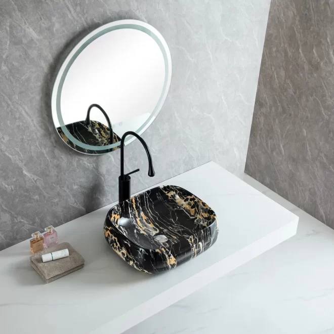 Wholesale Countertop Sink, Luxury Black Gold Texture Basins