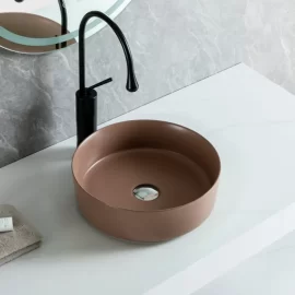 Fábrica al por mayor lavabos con esmalte marrón oscuro sólido