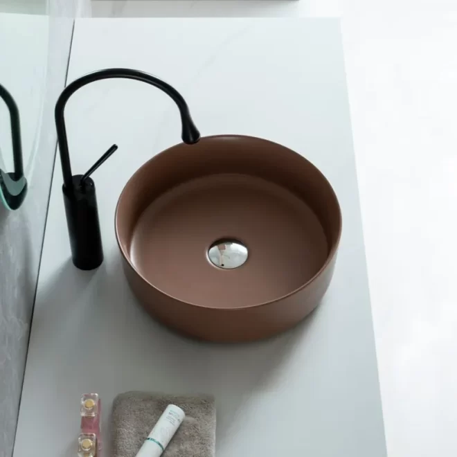 Fábrica al por mayor lavabos con esmalte marrón oscuro sólido