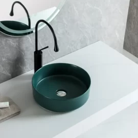 Factory Wholesale Basins, Green Matte Glaze Bathroom Sinks