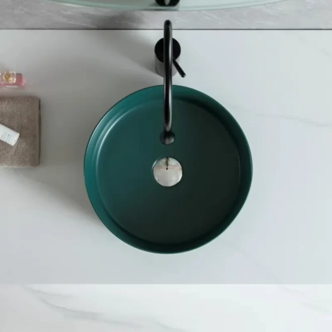 Factory Wholesale Basins, Green Matte Glaze Bathroom Sinks