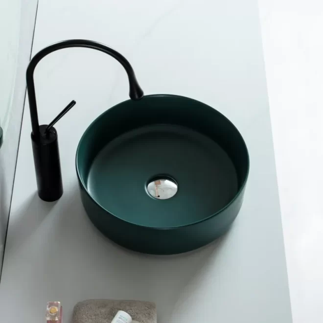 Factory Wholesale Basins, Green Matte Glaze Bathroom Sinks
