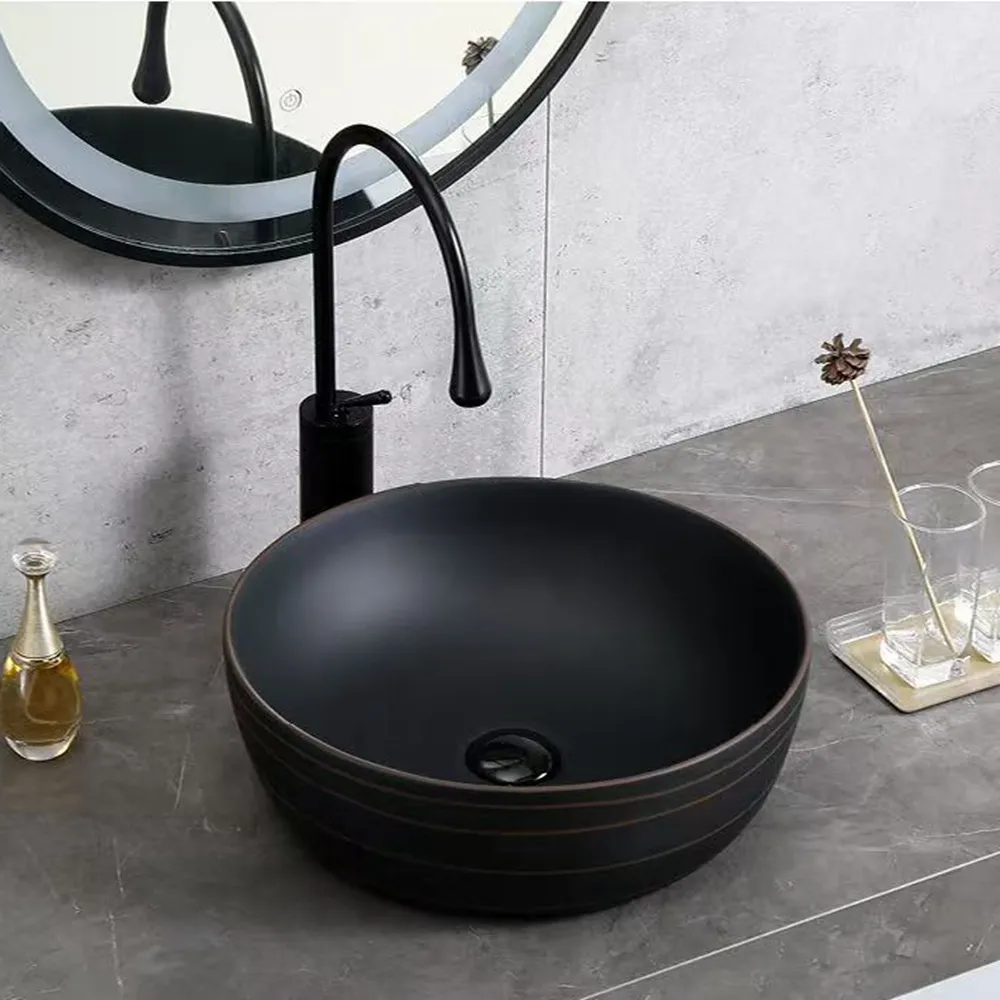 Wholesale Art Basin Sink, Matte-Glaze Black Vanity Sink Bowl