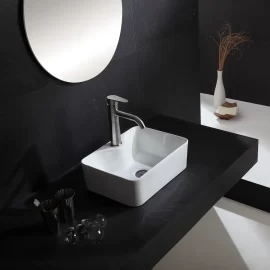 Custom Small Bathroom Sinks, Square Ceramic Wash Basin Wholesale
