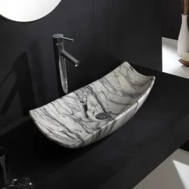 Pias de toucador modernas por atacado, bacia de forma oval com aspeto de mármore