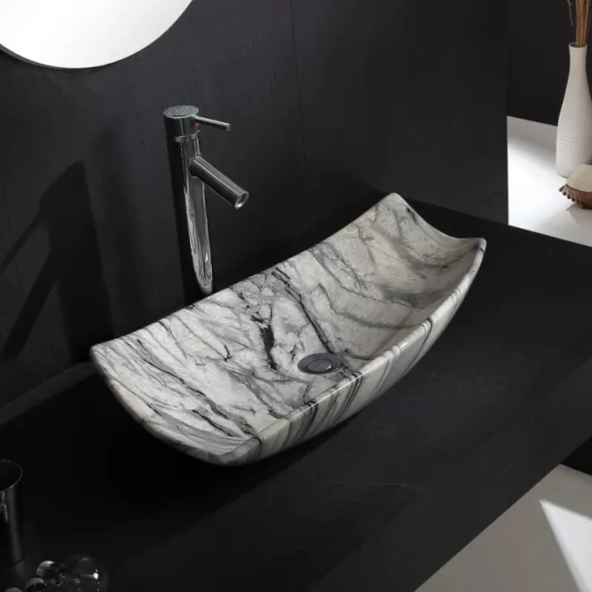 Modern Vanity Sinks Wholesale​, Oval Shape Marble Look Basin