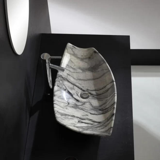 Modern Vanity Sinks Wholesale​, Oval Shape Marble Look Basin