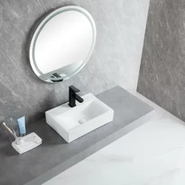 Lavabos de cerámica a medida populares, fregadero de encimera cuadrada a granel