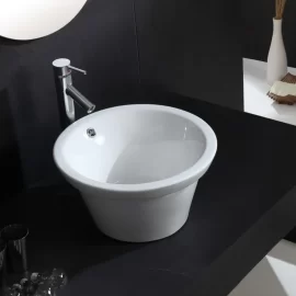 Fregadero Redondo al por mayor, Lavabo de Cerámica Blanca Pura Suministro