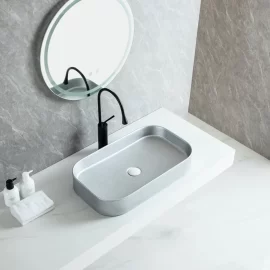 Low MOQ Wholesale Art Basins, Luxury Grey Bathroom Sinks (lavabos de salle de bain gris de luxe)