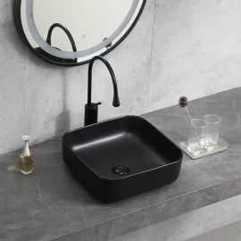 Lavatório retangular por atacado, lavatórios de toucador em preto mate